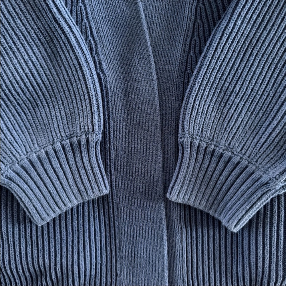 Quince Blue Ribbed Open-Front Cardigan - Picture 8 of 12